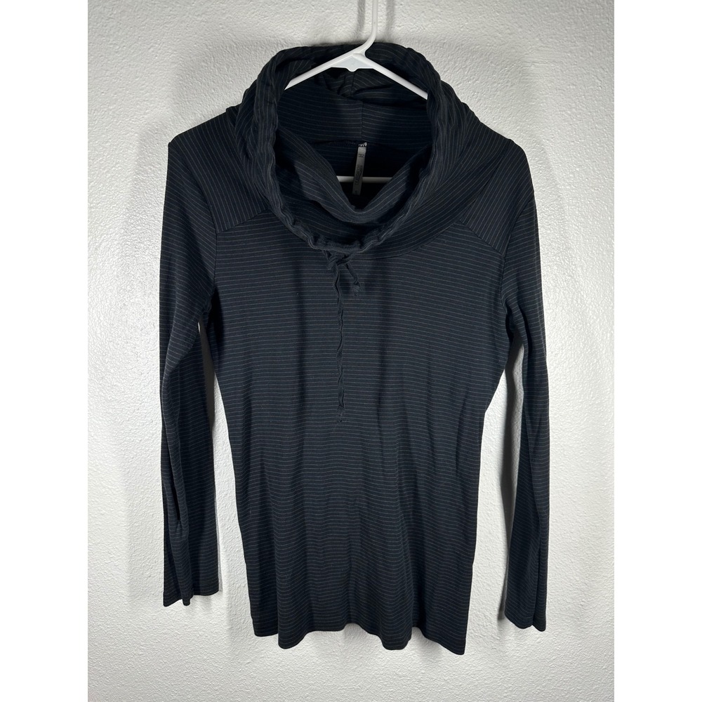 Blue Canoe Top Womens‎ S Black Striped Cowl Neck Long Sleeve Organic Cotton USA